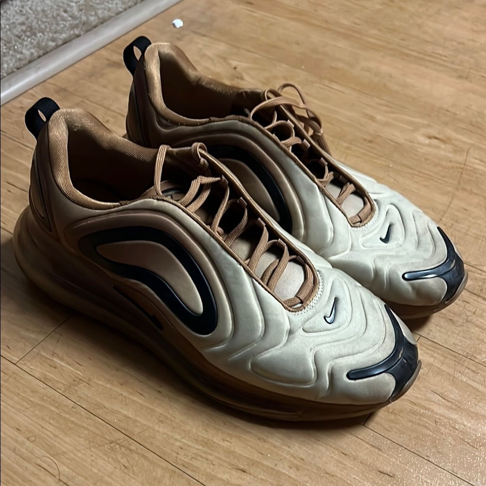 Nike Metallic Silver and Brown Sneakers with Wavy Design